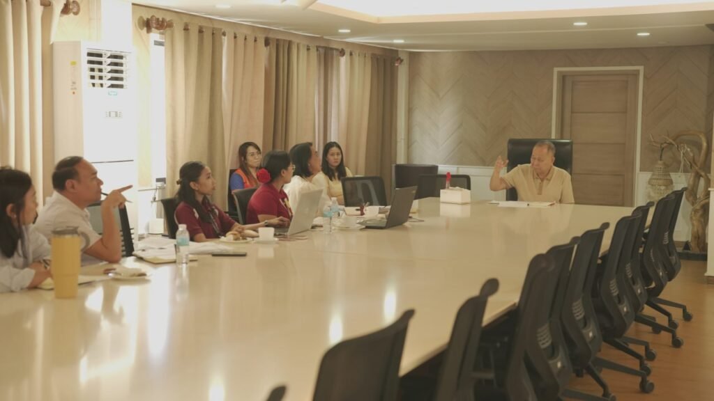 Governor Henry S. Oaminal participates in a discussion meeting with officials and stakeholders during the partnership initiative between the Provincial Government of Misamis Occidental and the Department of Trade and Industry to elevate micro, small, and medium enterprises (MSMEs). The meeting focuses on strategies to strengthen local businesses, promote entrepreneurship, and drive economic growth in the province.